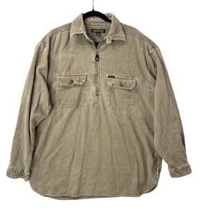 Structure Vintage 90s Mens Size M Shacket Corduroy Pullover Tan 1/4 Zip Gorpcore